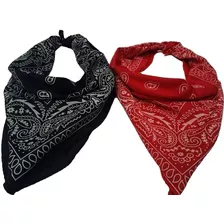 Kit 2 Bandanas Lenços 1 Preto+1 Vermelho- Rock Moto Gangster