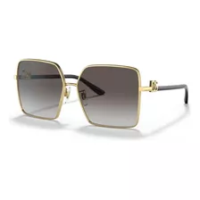 Óculos De Sol - Dolce & Gabbana - Dg2279 02/8g 60 Armação Ouro Haste Ouro Lente Preto Degradê Cinza-claro Desenho Quadrado