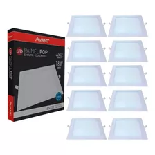 Kit 10 Painel Plafon Led 18w Embutir Quadrado 6500k Branco