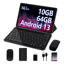 Tablet Goodtel Android 13 G2 10.1 Pulgadas 64gb Negra 10gb Ram Procesador Octacore 2.0ghz Wifi 2.4 5g Bluetooth 5.0 Con Funda Teclado Y Ratón