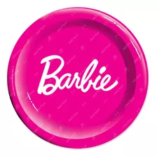 24 Platos Barbie Rosa 7in Pastelero Logo Fiesta Hello Gm