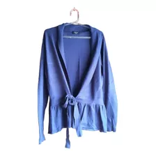 Cardigan Feminino Azul De Amarrar Gg