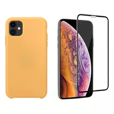 Capa Capinha Silicone Case Aveludada Para iPhone 11 + Pel 3d