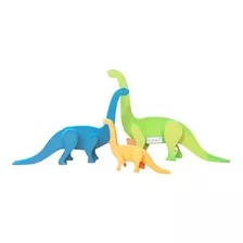 Familia De Dinosaurios De Madera Pintados 3 Piezas