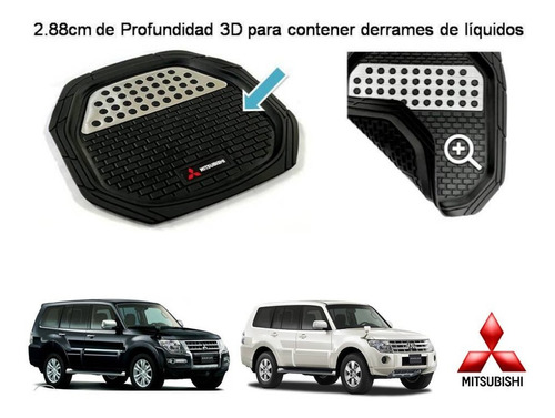 Tapetes 4pz Charola 3d Logo Mitsubishi Montero 2008 A 2017 Foto 4