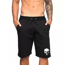 Bermuda Masculina De Moletom Caveira Justiceiro Estampado