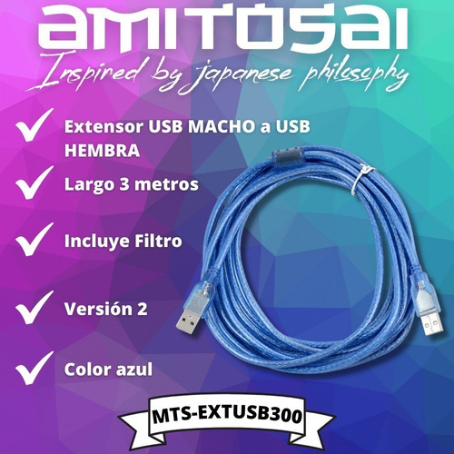 Alargue Extensor Usb 1,50 M Mts Cable Prolongador Hembra