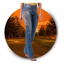 Calça Jeans Feminina Bootcut Barra Flare Para Usar Com Bota
