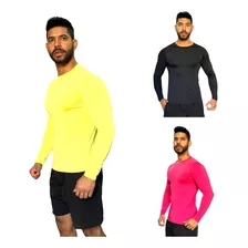  Kit 3 Camisas Rash Guard Termica Segunda Pele Proteção Uv