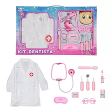 Kit Dentista Infantil Com Luz E Som 13 Peças Rosa Fenix