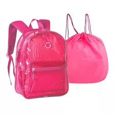 Mochila Neon Transparente Com Bolsa Removível Clio Cg3412