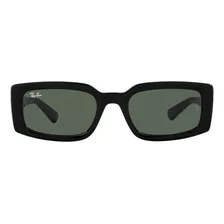 Anteojos De Sol Ray-ban Kiliane Bio-based Rb4395 6677/71 54 M, Diseño Retangular, Color Negro Con Marco De Acetato Color Negro Brillo, Lente Verde De Cristal Clásica, Varilla Negra De Acetato