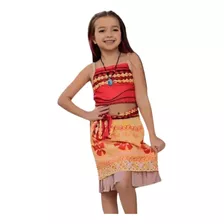 Fantasia Roupa Infantil Moana Com Colar Pp Ao Exg 1 À 12anos