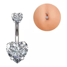 Piercing Para Ombligo Elegante Con Piedra Corazón Arete