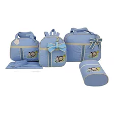 Kit Bolsa Maternidade 5 Pçs Safari Menino Azul