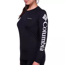 Camiseta Feminina Protecao M/l Aurora Preto Tam M Columbia
