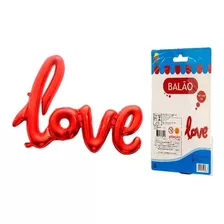 Balão Bexiga Love Vermelho Metalizado 108x64cm Decoração