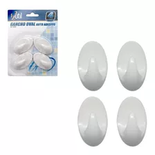 Gancho Adesivo De Parede Oval Multiuso Com 4 Pcs