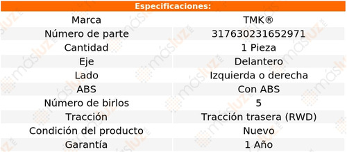 1- Maza Delantera Izq/der Con Abs Ls V6 3.0l 00/05 Tmk Foto 2