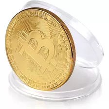 Moneda Conmemorativa Bitcoin 24k Chapado En Oro Btc