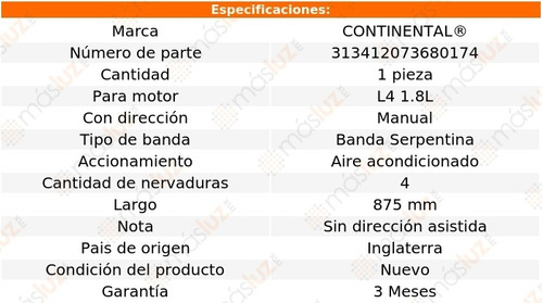 Banda 875 Mm Acc Protege Mazda L4 1.8l 90/92 Continental A/a Foto 8