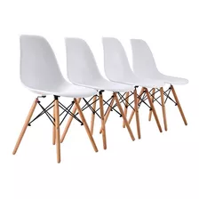 Set De 4 Sillas Pck Eames Comedor Blanco - Negro