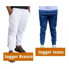 Kit 02 Calças Jogger Jeans Masculina Com Punho Elástico