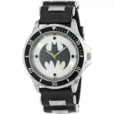 Reloj Analogico Batman Bat9062 Para Hombre Con Banda De Goma Color De La Correa Negro Color Del Fondo Plateado