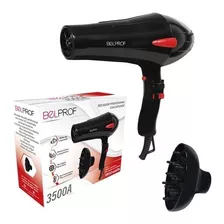 Secador Pelo Belprof Profesional 1800w Difusor Peluquería Color Negro