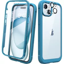 Funda Para iPhone 15 Diaclara, Protección 360°, Color Azul