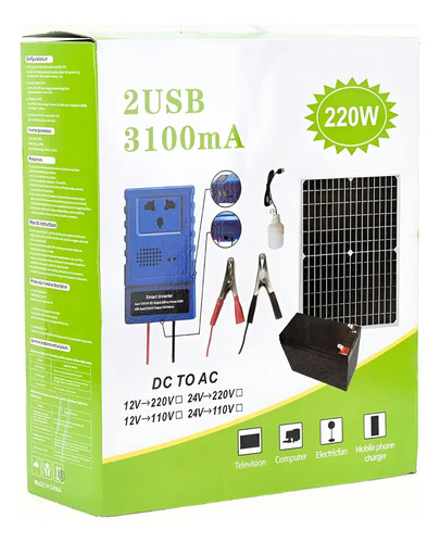 Generador Energia Solar Kit Emergencia Bateria Inversor
