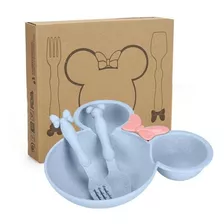 Plato De Bebe Mickey Ecológico Con Cubiertos Caja Regalo 