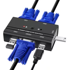 Conmutador Kvm Usb Vga, Selector De Conmutador Kvm Vga De 2.