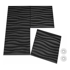 Atf Paneles Decorativos 3d Negro 50x50cm 20 Piezas Con Cinta