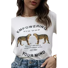 Blusa T-shirt Feminina Estampa Onça Lançamento