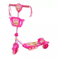 Patinete 3 Rodas Infantil Com Luzes E Cesta Rosa 5027