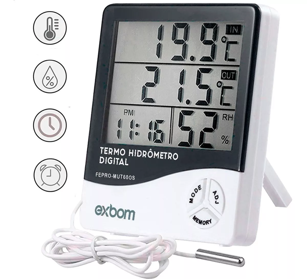 Termo Higrômetro Sensor Mede Temperatura Interna/externa