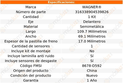 Balatas Semimetalicas Del Peugeot 406 2.9l 6 Cil 04/05 Foto 2