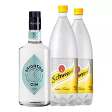 Gin Brighton London Dry 700ml + 2 Agua Tonica Schweppes 1.5l