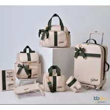 Kit Bolsas Maternidade Coleção Londres Bege/ Verde Militar