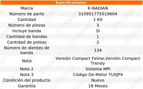 Kit Distribucion Banda 207 Compact L4 1.6l 11 K-nadian Foto 3