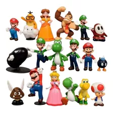 Coleção Conjunto 18 Bonecos Super Mario Bros E Seus Amigos.