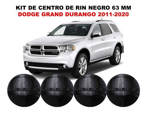 Kit De 4 Centros De Rin Dodge Durango 2011-2020 Negro 63 Mm Foto 2