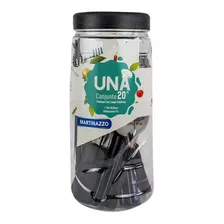 Faqueiro Jogo De Talher Talheres 20peça Pote Inox Cabo Preto