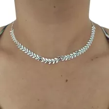 Colar Choker Escama De Peixe Tendência Prata Banhado A Ródio