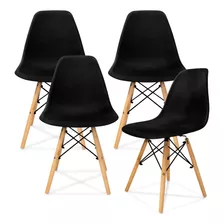 4 Sillas Modernas Eames Para Comedor Y Sala Minimalistas Color De La Estructura De La Silla Negro