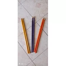 3 Pares De Baquetas De Colores Amarillo, Morado Y Naranja