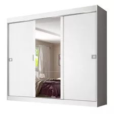 Guarda-roupa Casal Madesa Napoli 3 Portas Com Espelho Cor Branco 1082091e