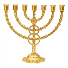 Candelabro Menorá Cristão Israel Judaico Igreja Dourado 30cm