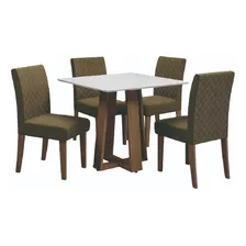 Conjunto De Mesa Athenas 0,90m 4 Cadeiras Cedro/off /marrom